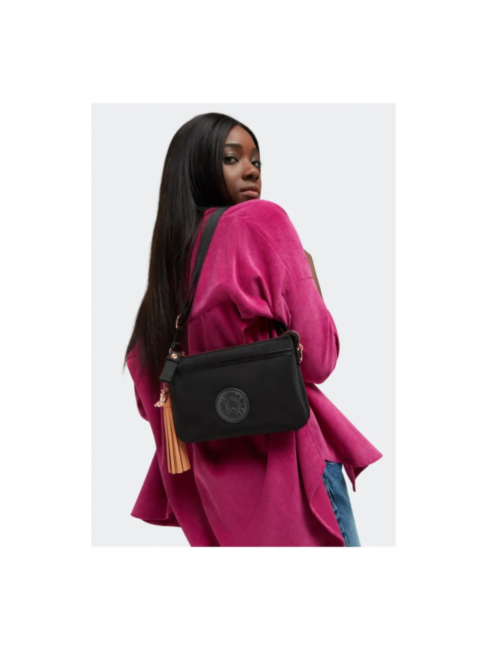 Kipling Riri Crossbody Bag One Size Black and Rose Gold